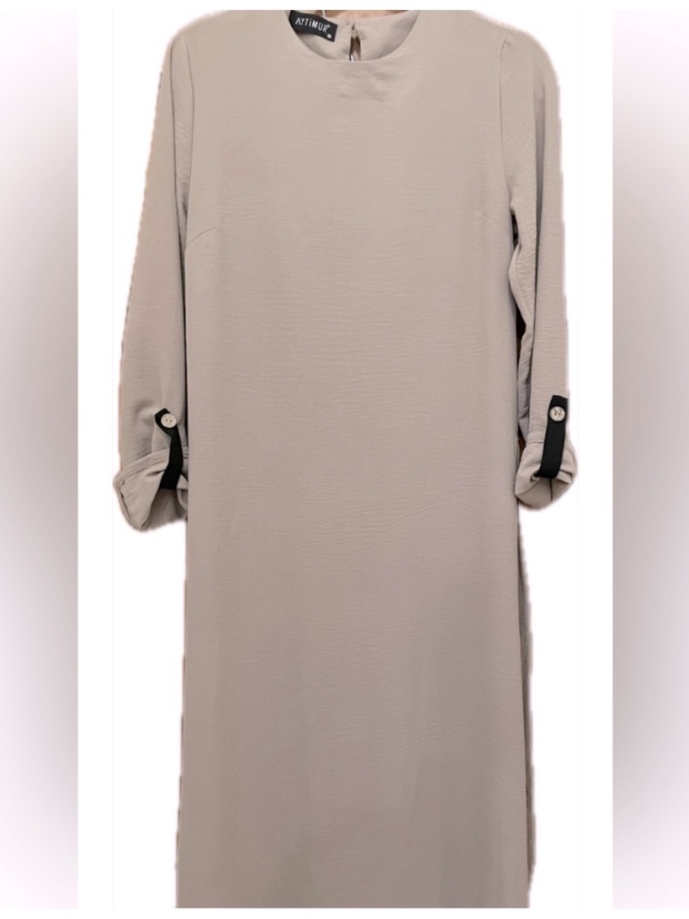 Made In Turkey Taupe maxi top with slits